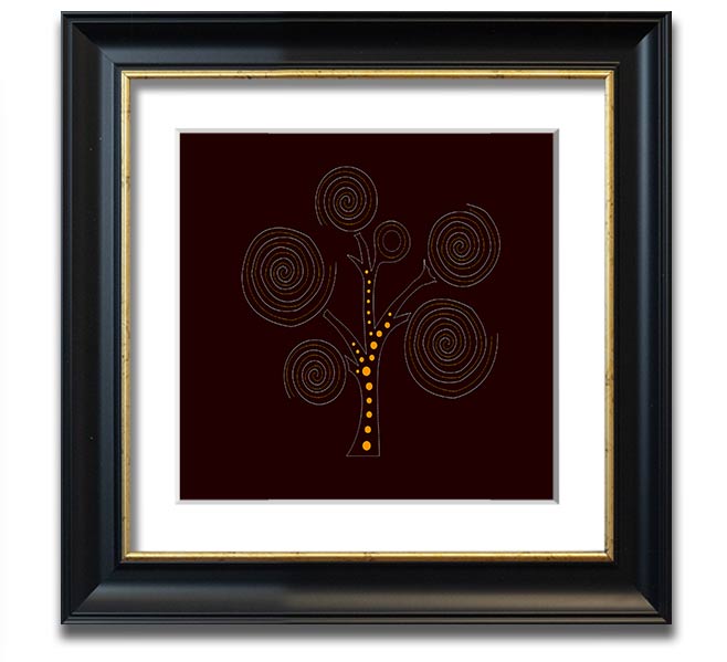 Aboriginal Tree 3 Square Framed Print showcasing vibrant colors and intricate details, framed in a stylish border.